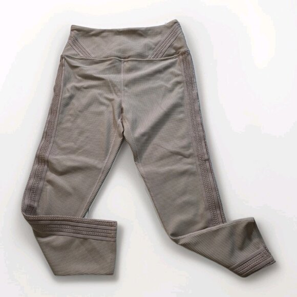 FP Movement by Free People Leggings Womens L Beige Lace Waffle Knit Yoga Pilates - Picture 9 of 16